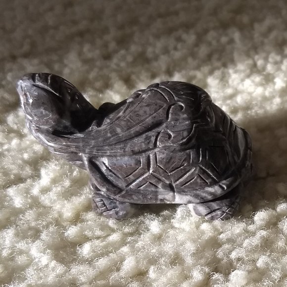 vintage 70s pair of carved stone turtle tortoise figurines - Picture 2 of 12